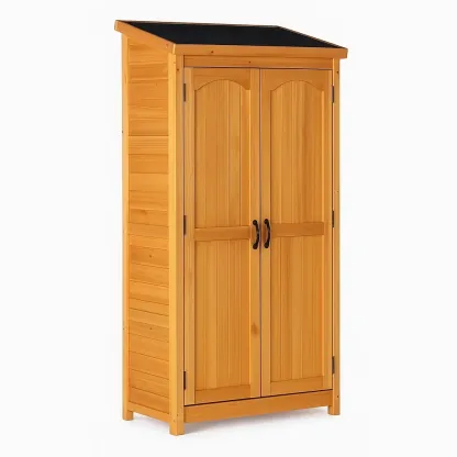 Armoire de rangement en bois massif avec toit traité 87×46×160 cm