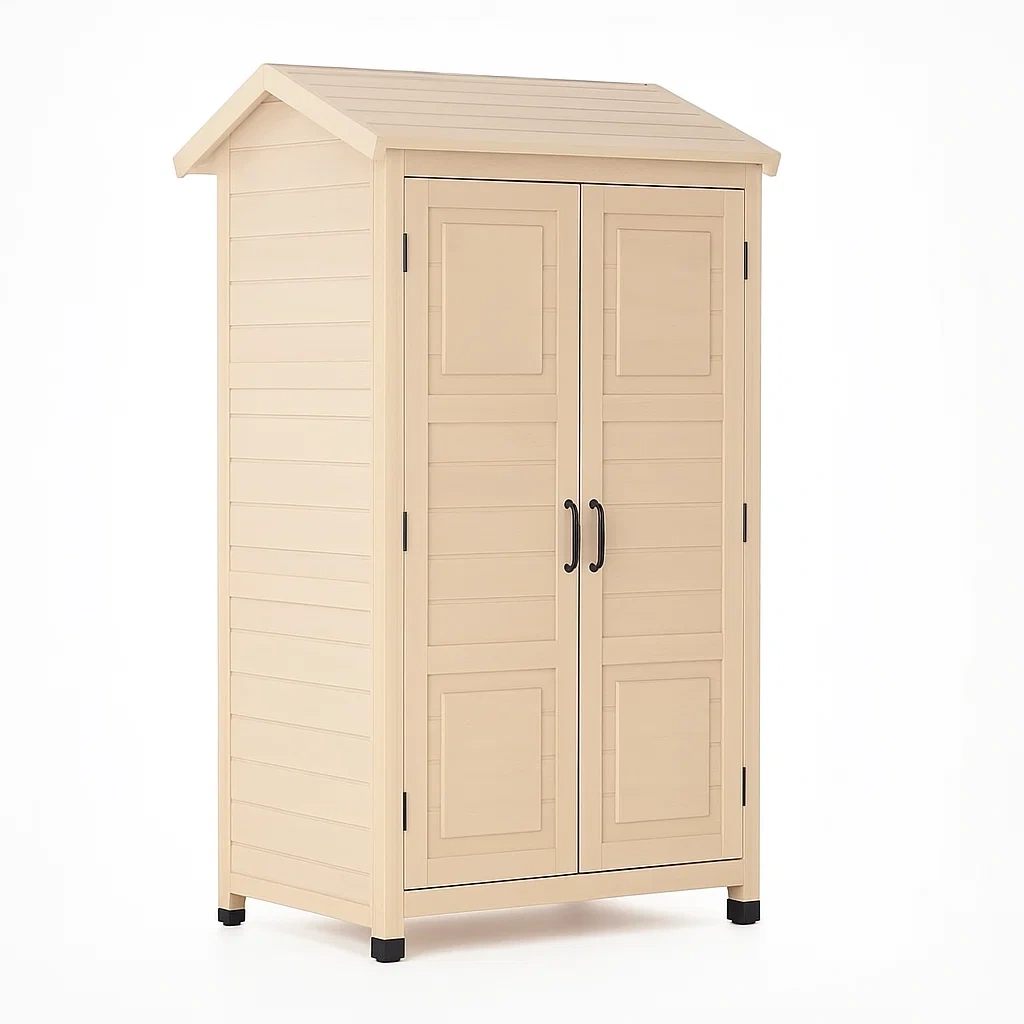 Armoire de rangement en résine beige 80×50×180 cm