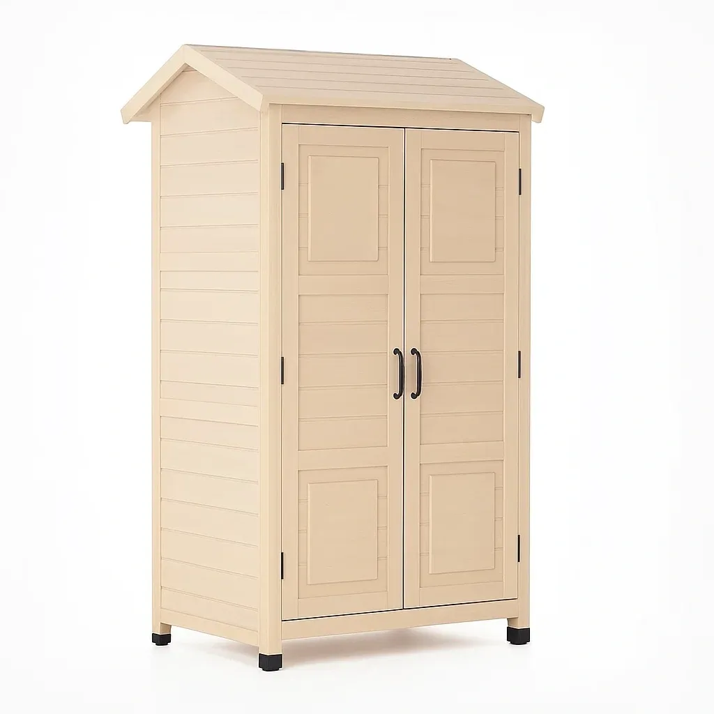 Armoire de rangement en résine beige 80×50×180 cm