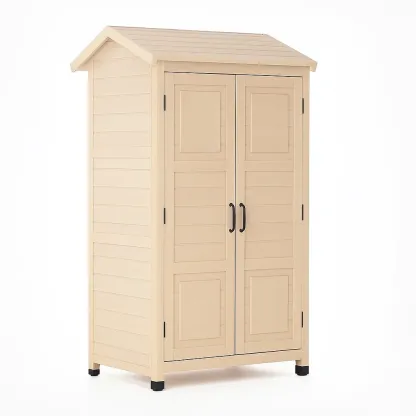 Armoire de rangement en résine beige 80×50×180 cm