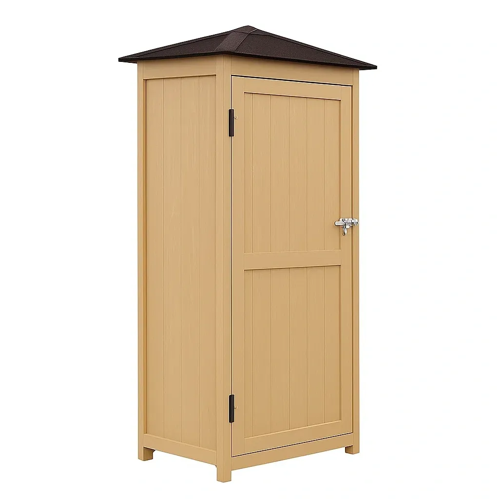 Armoire de rangement en résine beige 70×50×190 cm