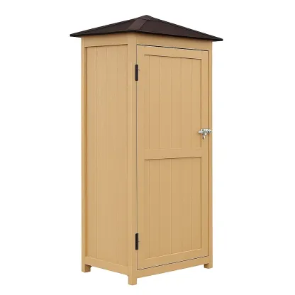 Armoire de rangement en résine beige 70×50×190 cm