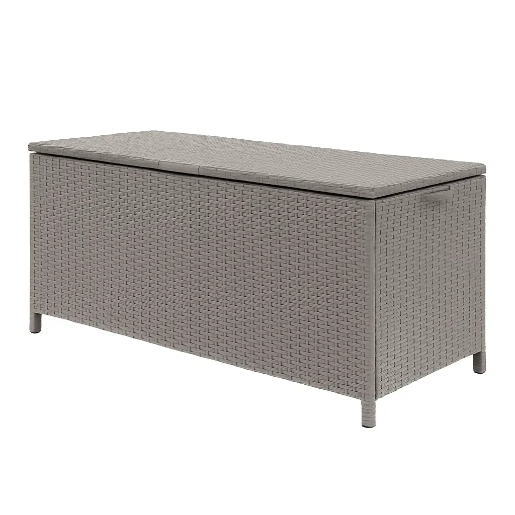 Coffre de rangement en résine tressée gris