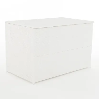 Coffre de rangement en résine tressée blanc