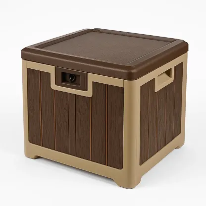 Coffre de rangement en plastique marron/beige 40×40×45 cm