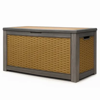 Coffre de rangement en résine et bois