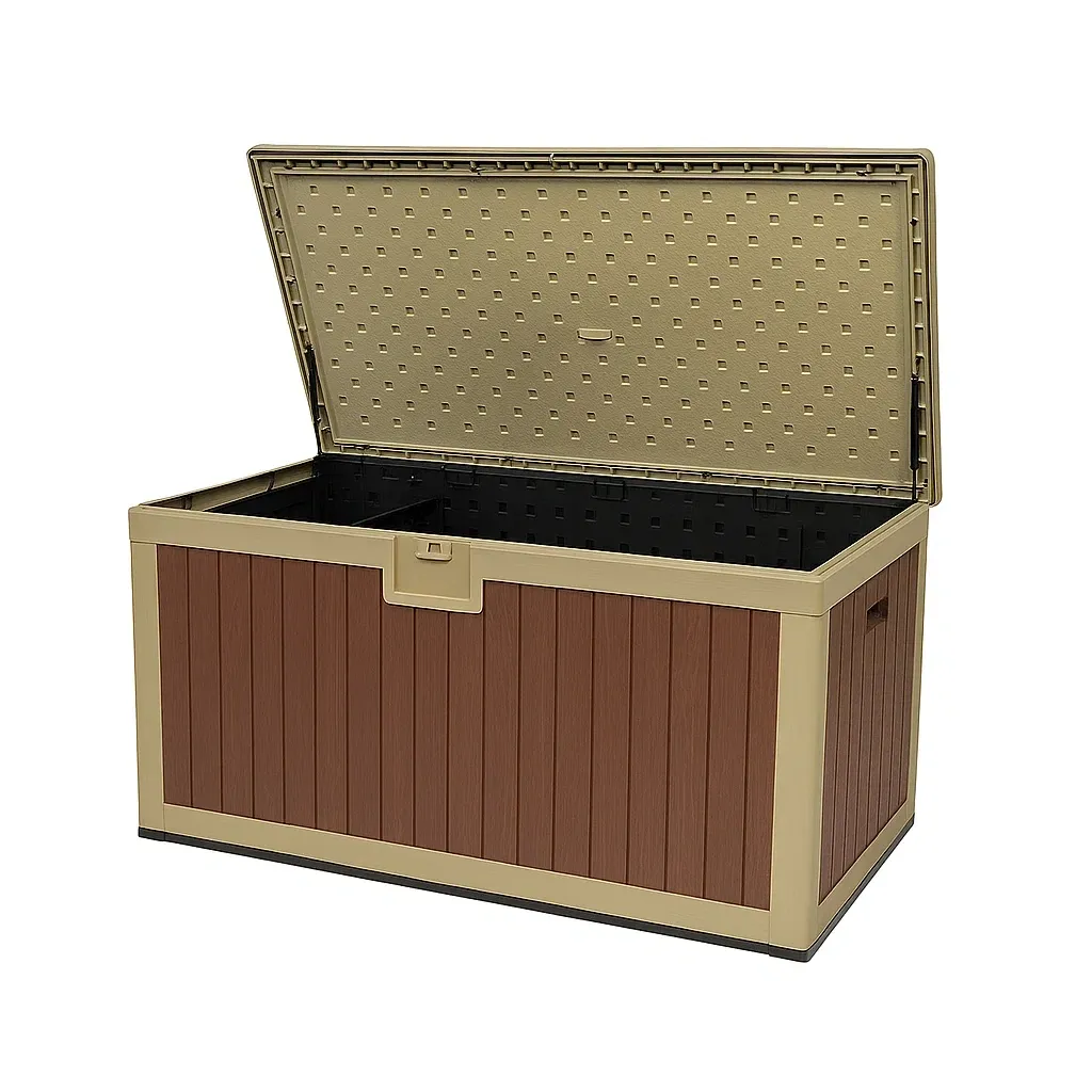 Coffre de rangement en plastique marron/beige 117×45×57 cm