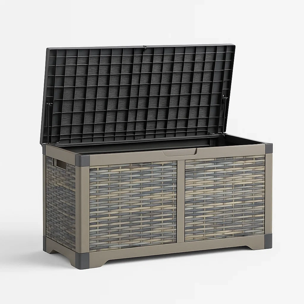 Coffre de rangement en polypropylène tressé taupe