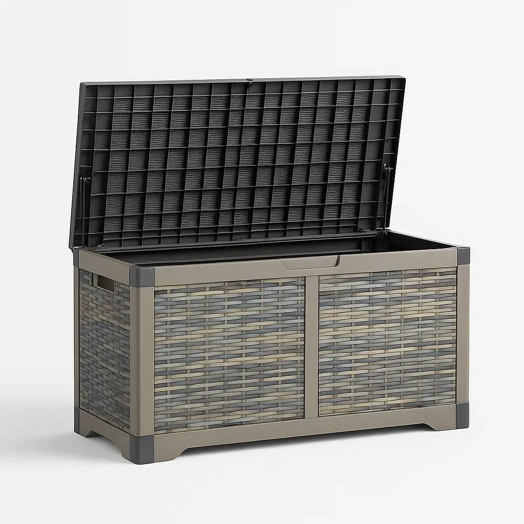 Coffre de rangement en polypropylène tressé taupe