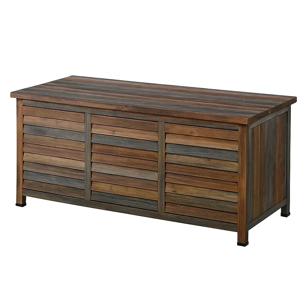 Coffre de rangement en bois d’acacia marron