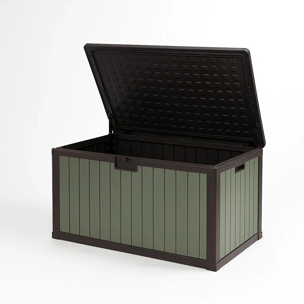 Coffre de rangement en polypropylène vert/marron