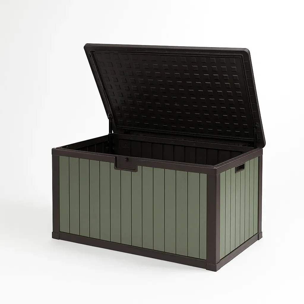 Coffre de rangement en polypropylène vert/marron