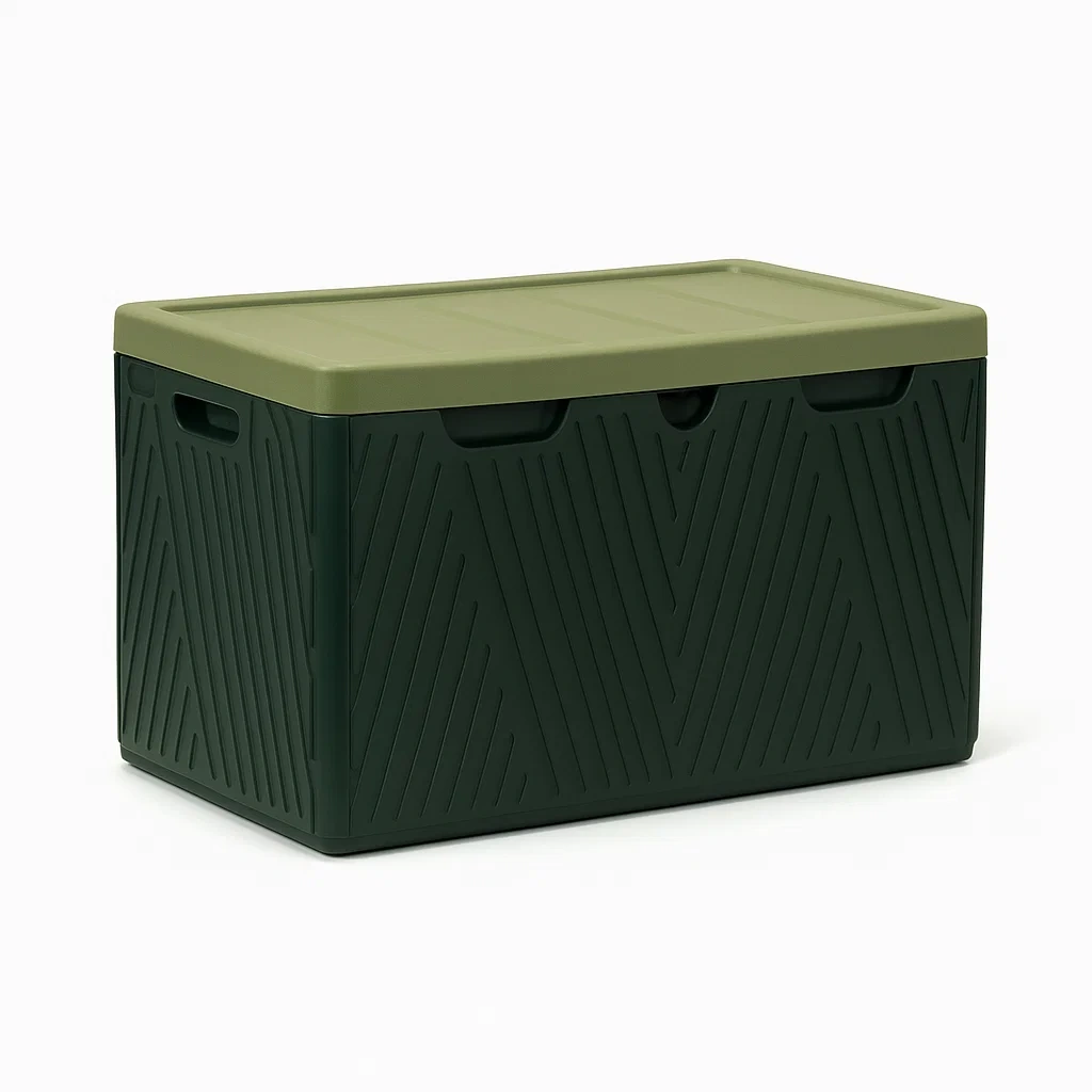 Coffre de rangement en plastique vert foncé et vert sauge 60 L