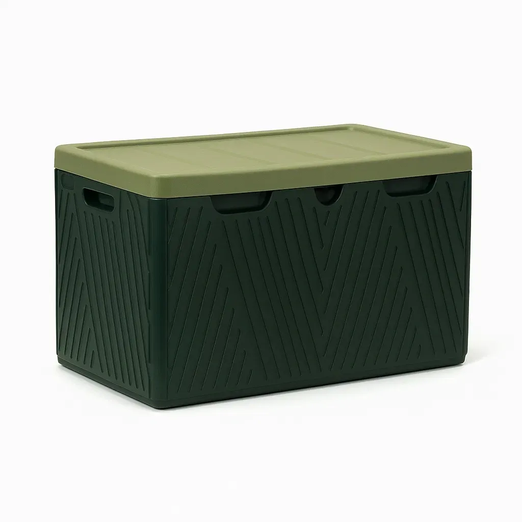Coffre de rangement en plastique vert foncé et vert sauge 60 L