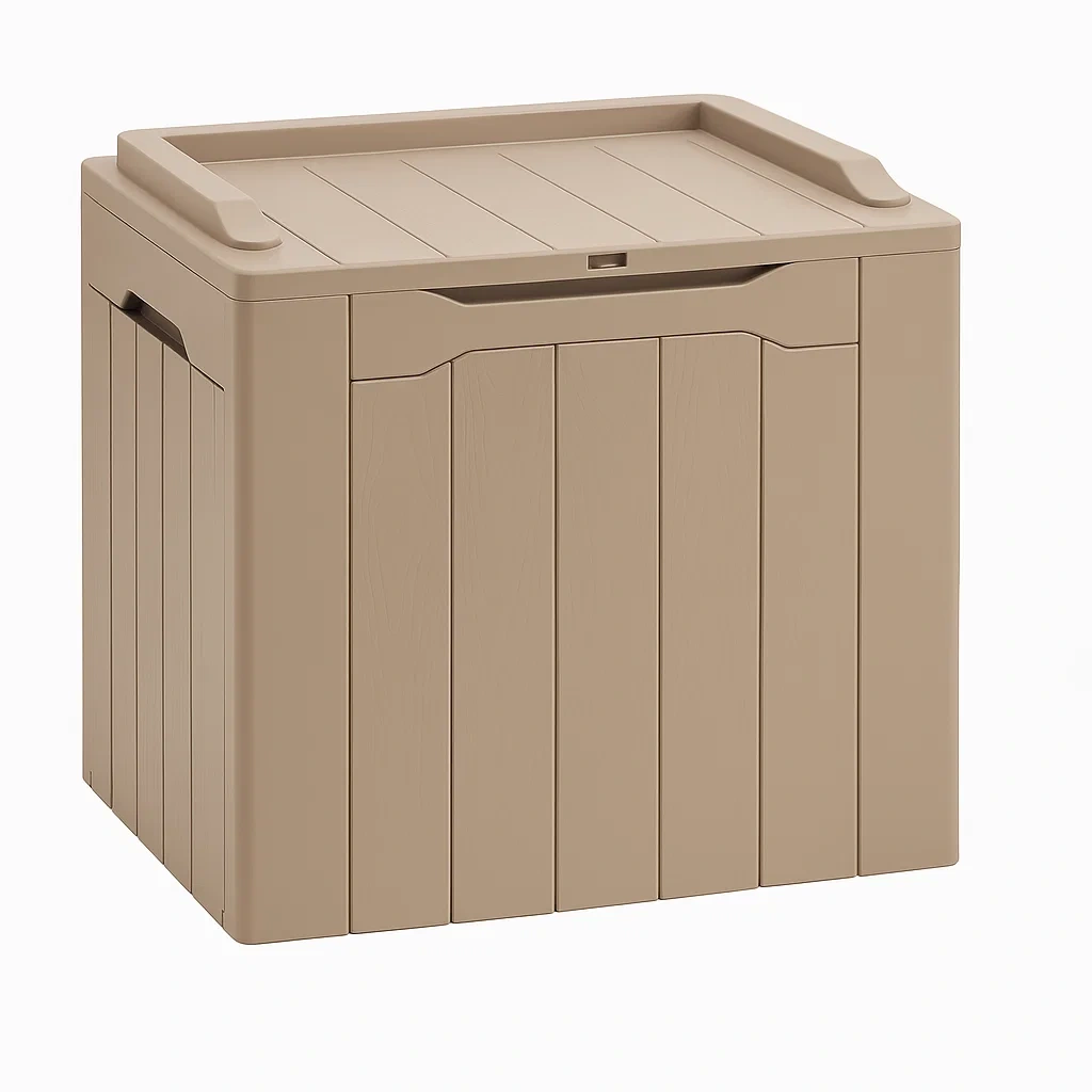 Coffre de rangement en plastique beige 58×45×57 cm