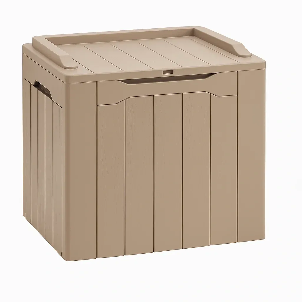 Coffre de rangement en plastique beige 58×45×57 cm