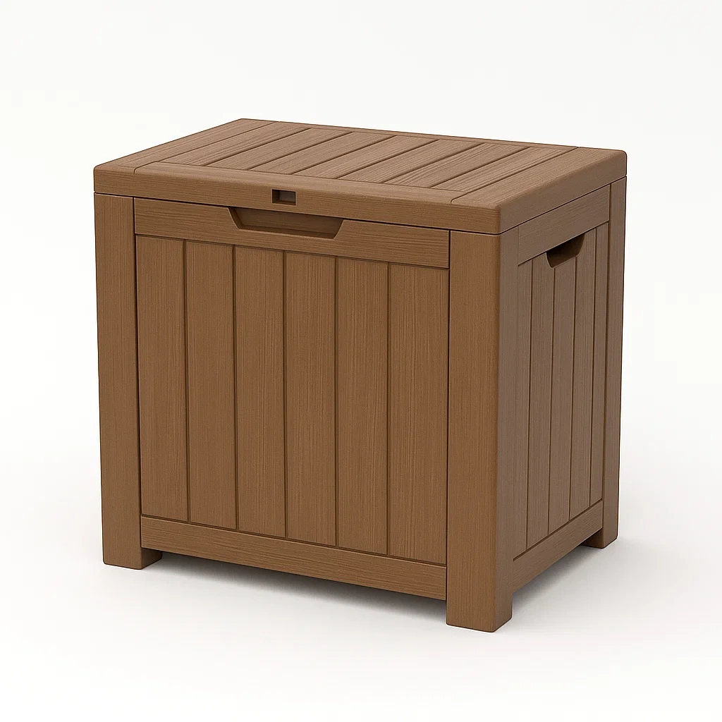 Coffre de rangement en résine polypropylène brun 55×45×58 cm