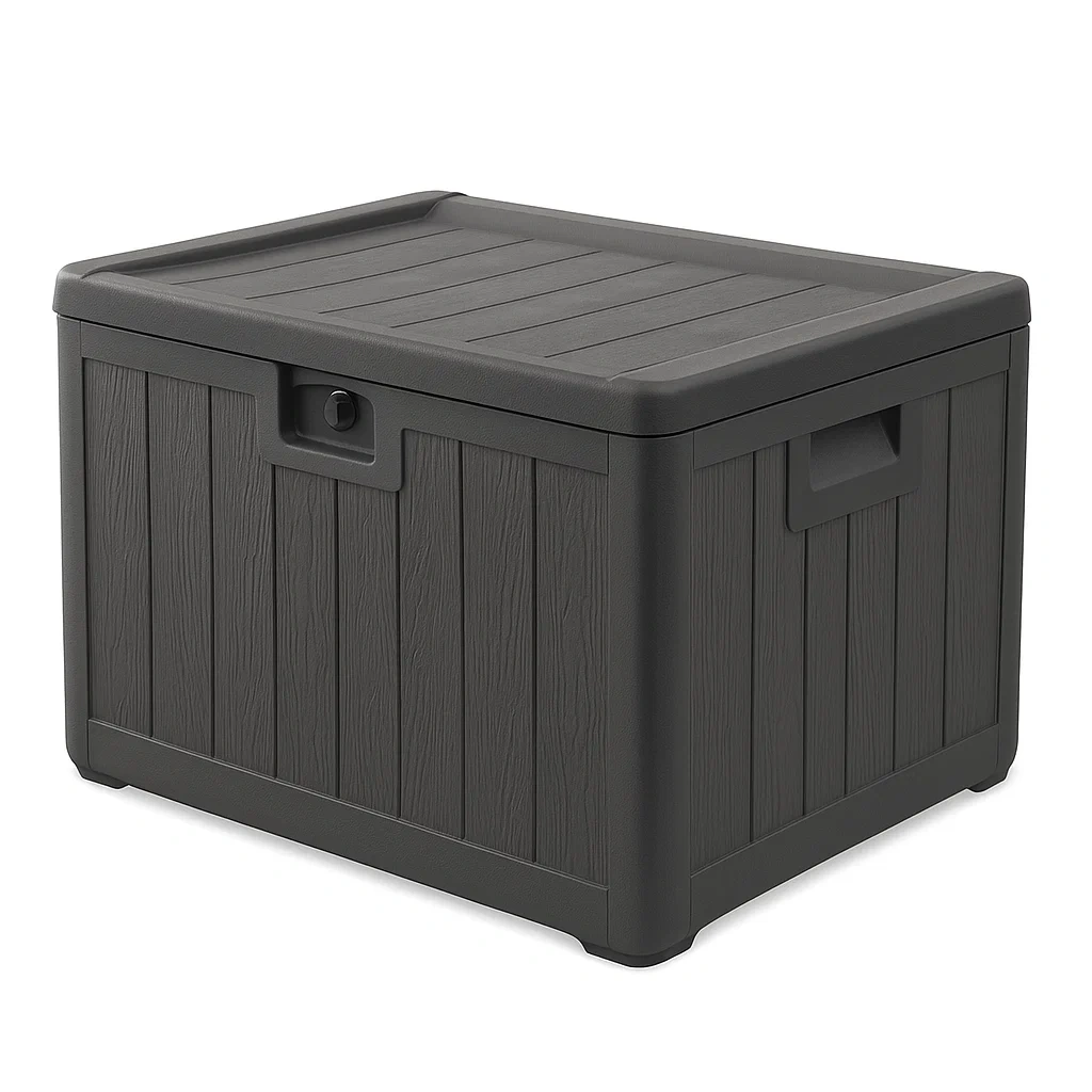Coffre de rangement en résine polypropylène gris 60×45×58 cm