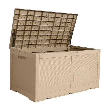 Coffre de rangement en plastique résistant beige 120×55×60 cm
