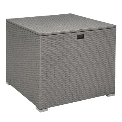 Coffre de rangement en résine tressée gris