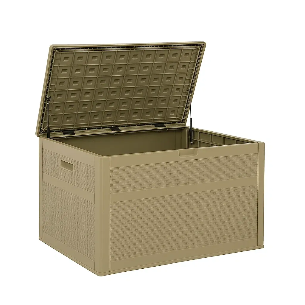 Coffre de rangement en plastique beige 117×45×56 cm