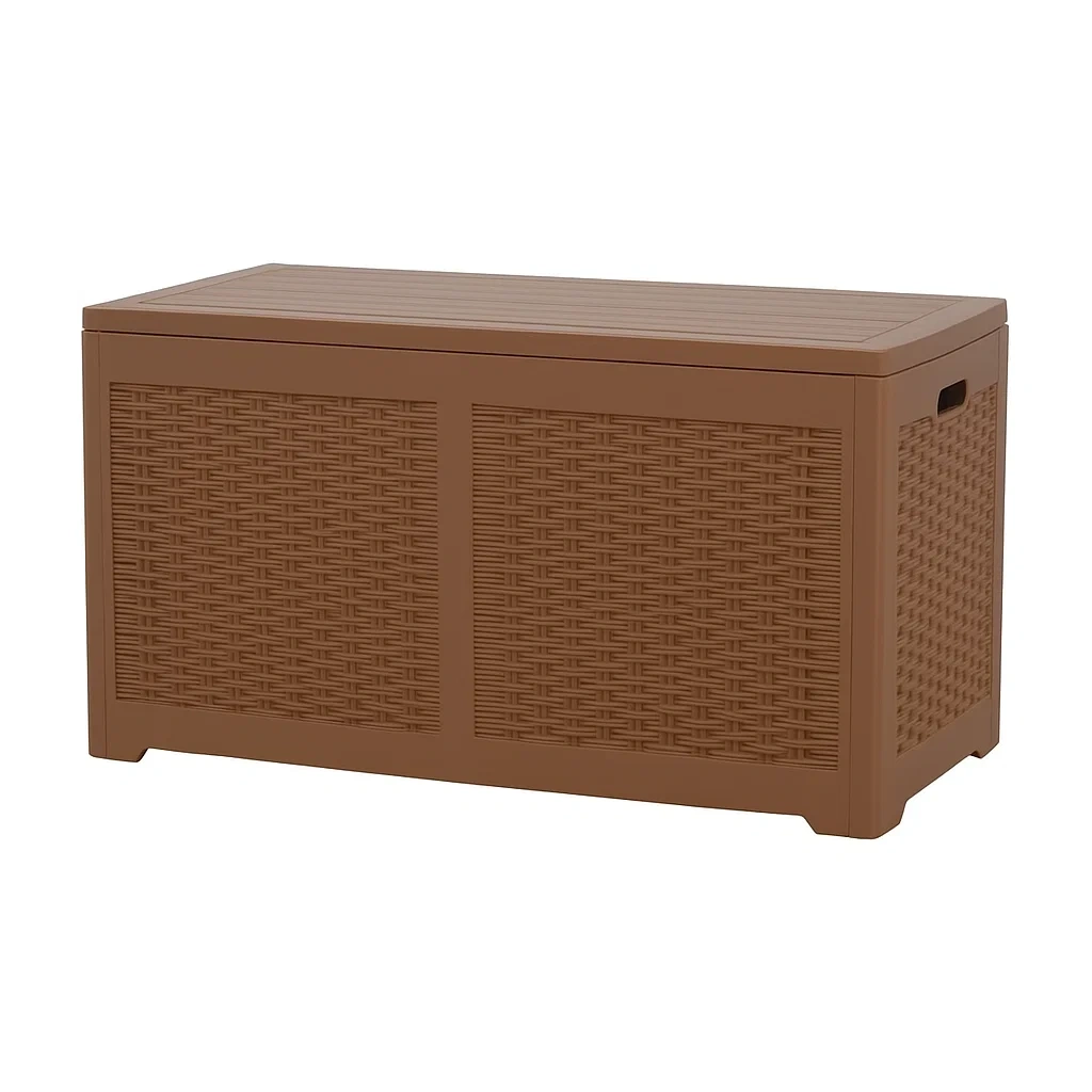 Coffre de rangement en polypropylène marron 118×45×56 cm