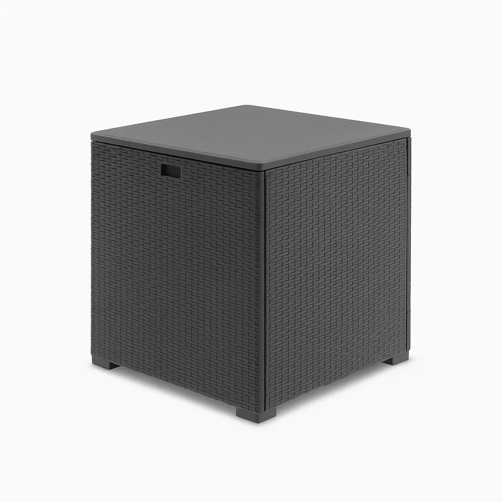 Coffre de rangement en polypropylène noir 42×42×45 cm