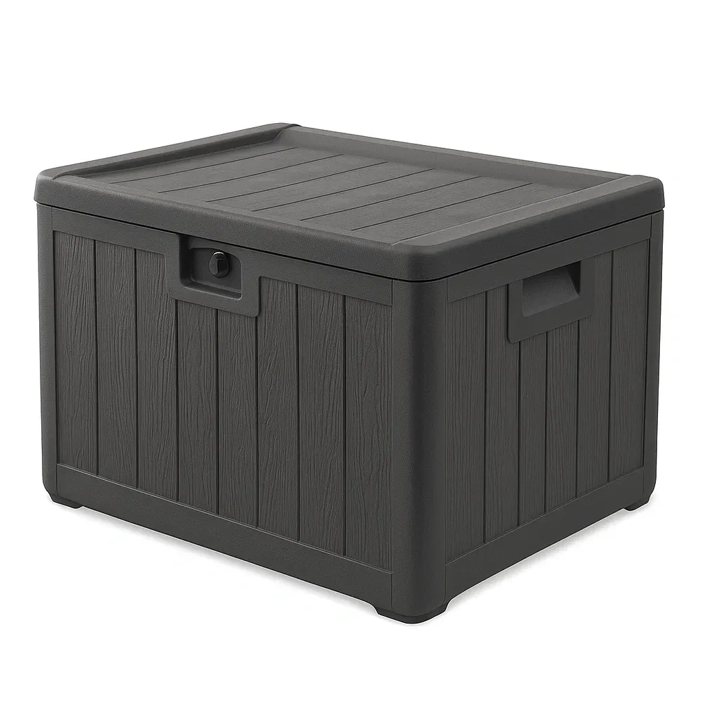 Coffre de rangement en résine polypropylène gris 60×45×58 cm