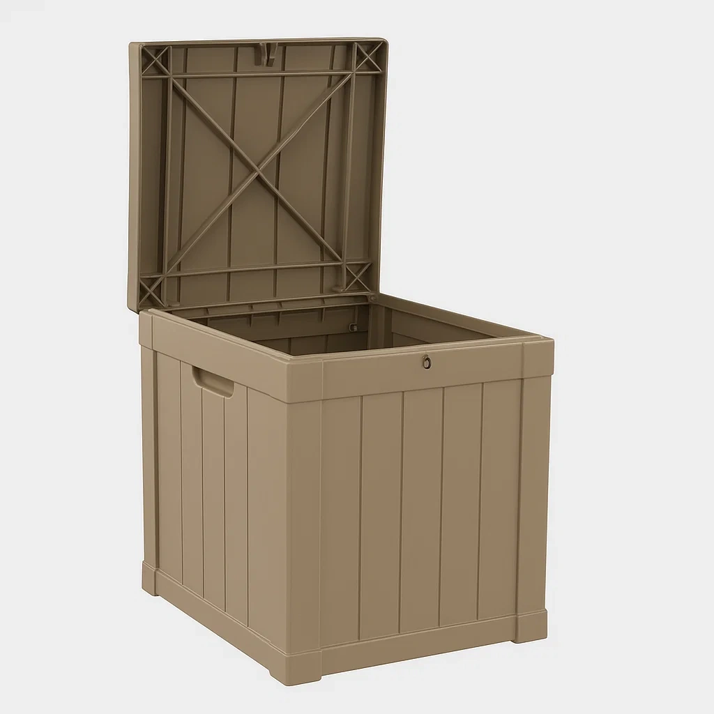 Coffre de rangement en plastique beige 57×45×60 cm