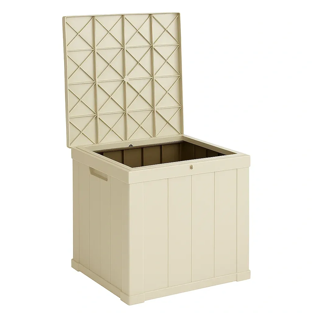 Coffre de rangement en plastique beige 58×45×55 cm