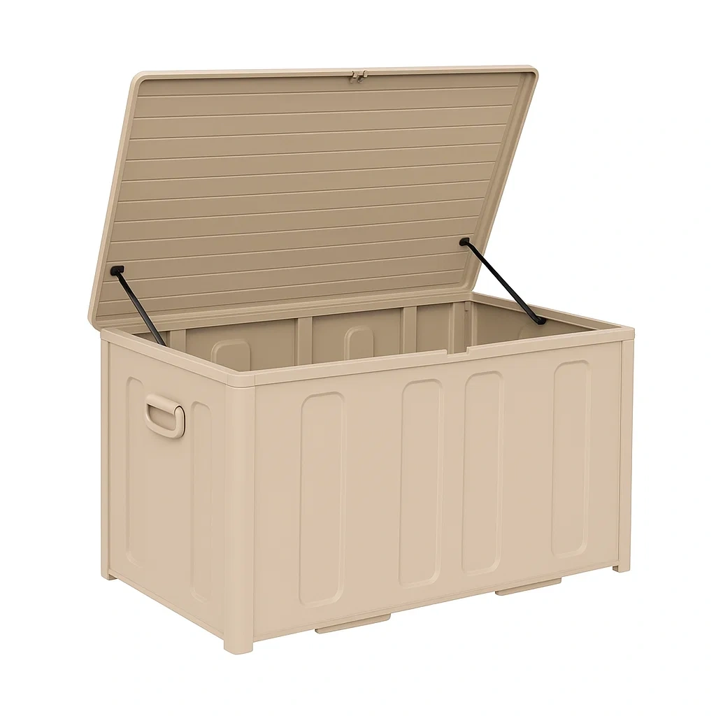 Coffre de rangement en polypropylène beige 122×56×61 cm