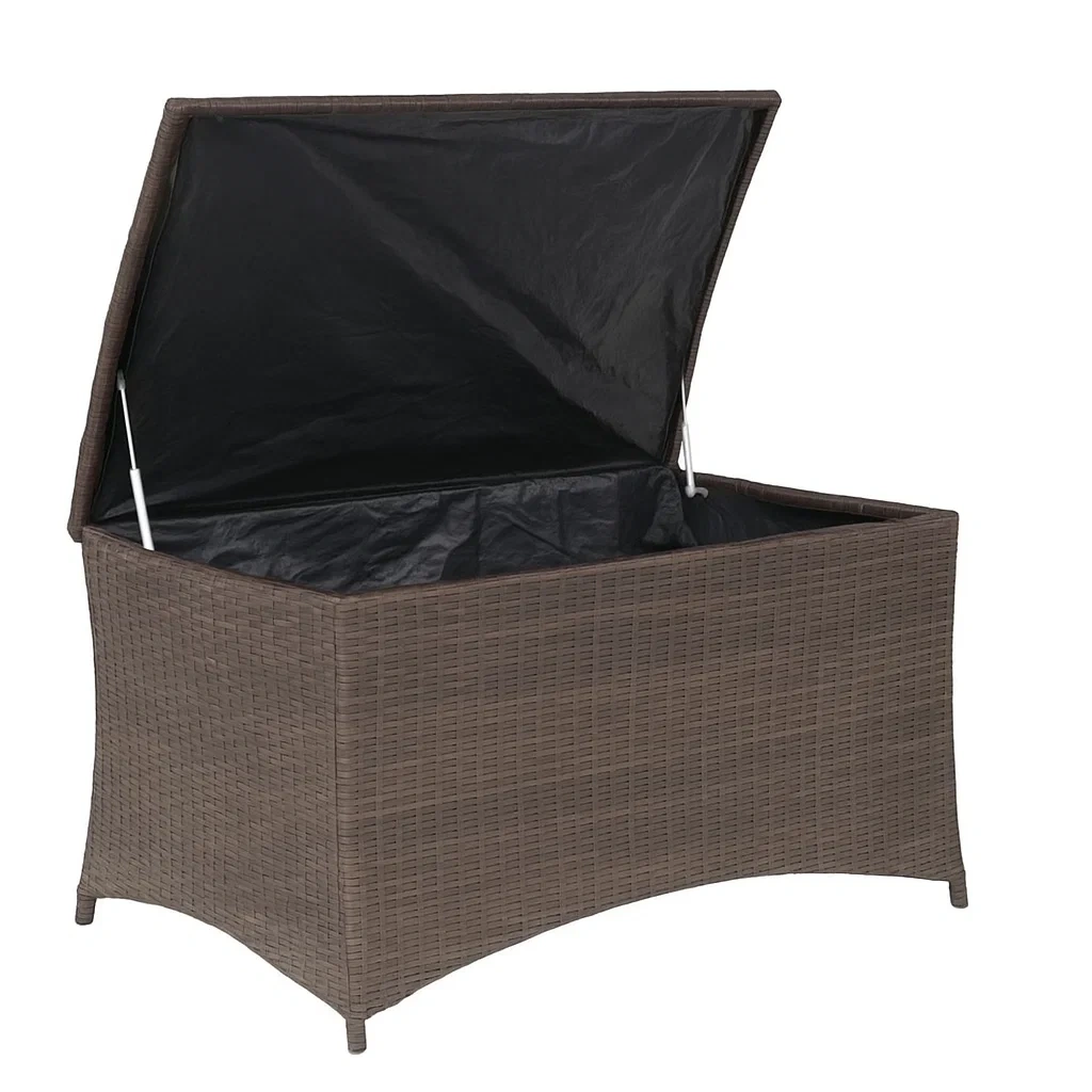 Coffre de rangement en résine tressée marron