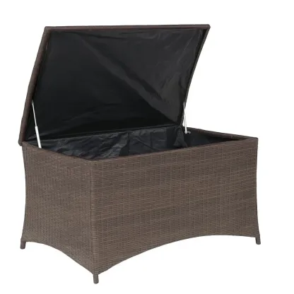 Coffre de rangement en résine tressée marron