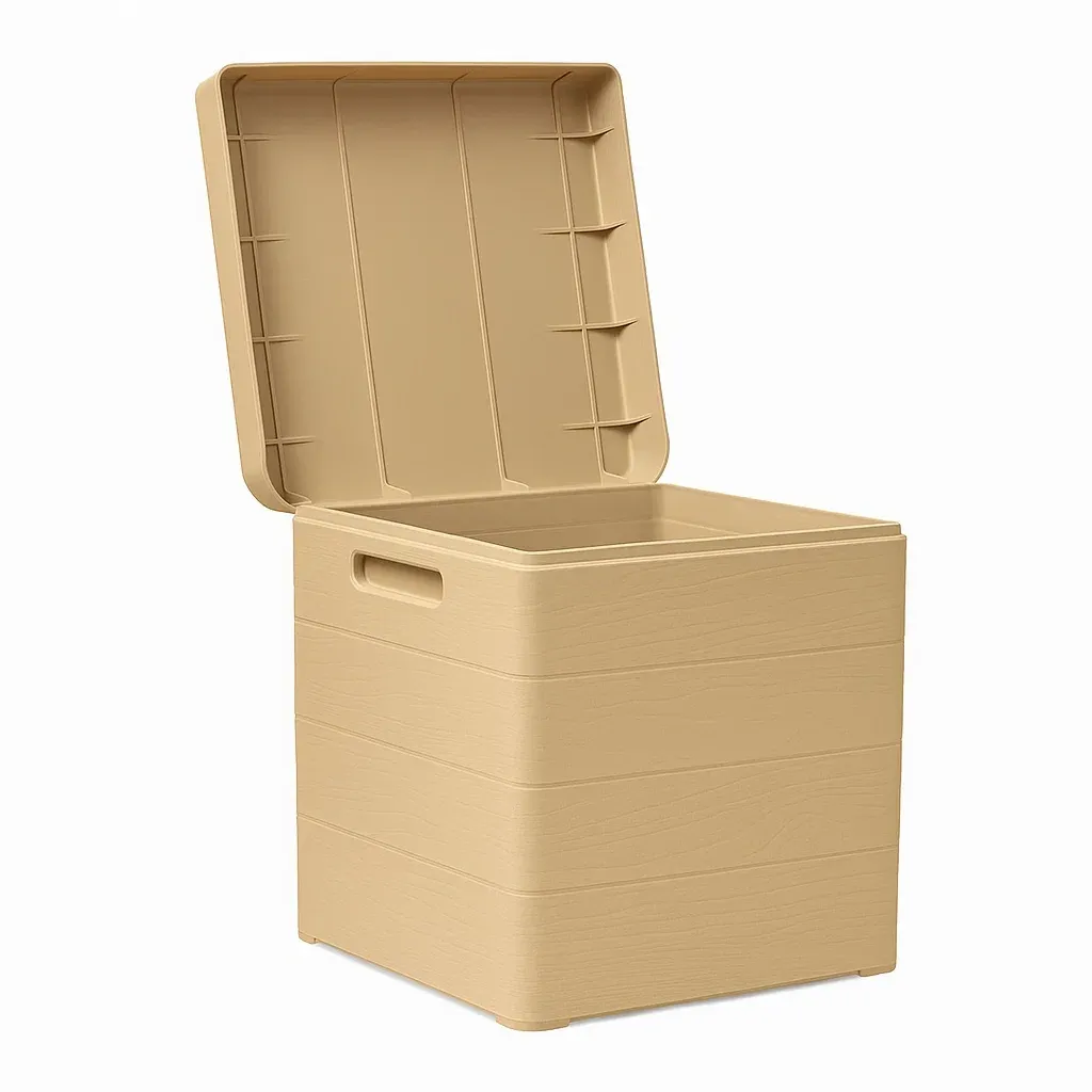 Coffre de rangement en plastique beige