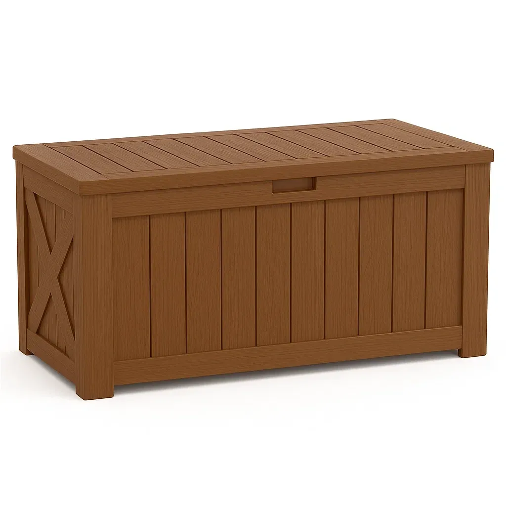 Coffre de rangement en plastique brun