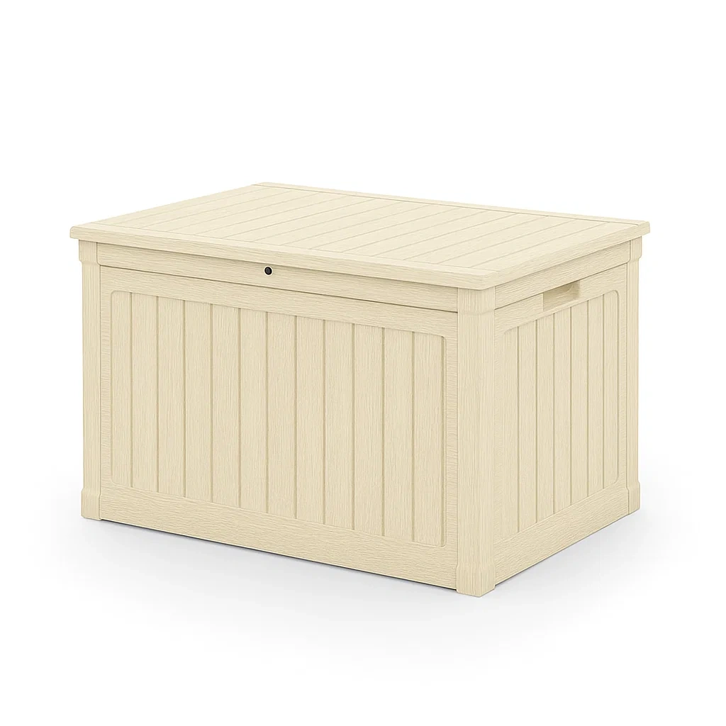Coffre de rangement en plastique beige 120×60×55 cm