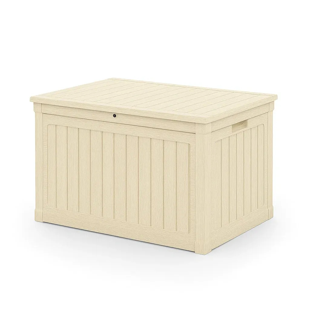 Coffre de rangement en plastique beige 120×60×55 cm