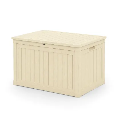 Coffre de rangement en plastique beige 120×60×55 cm
