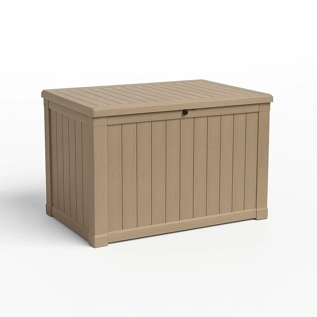 Coffre de rangement en plastique beige 120×55×62 cm