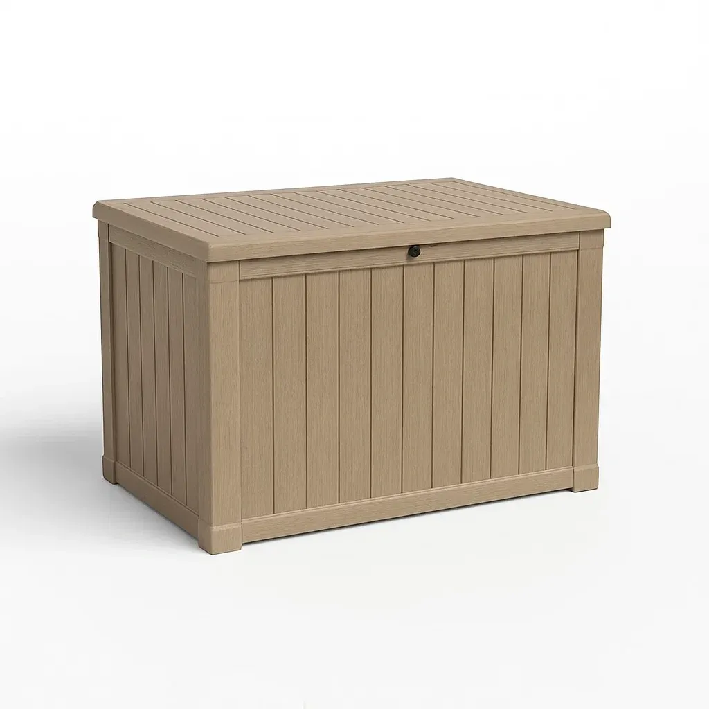 Coffre de rangement en plastique beige 120×55×62 cm