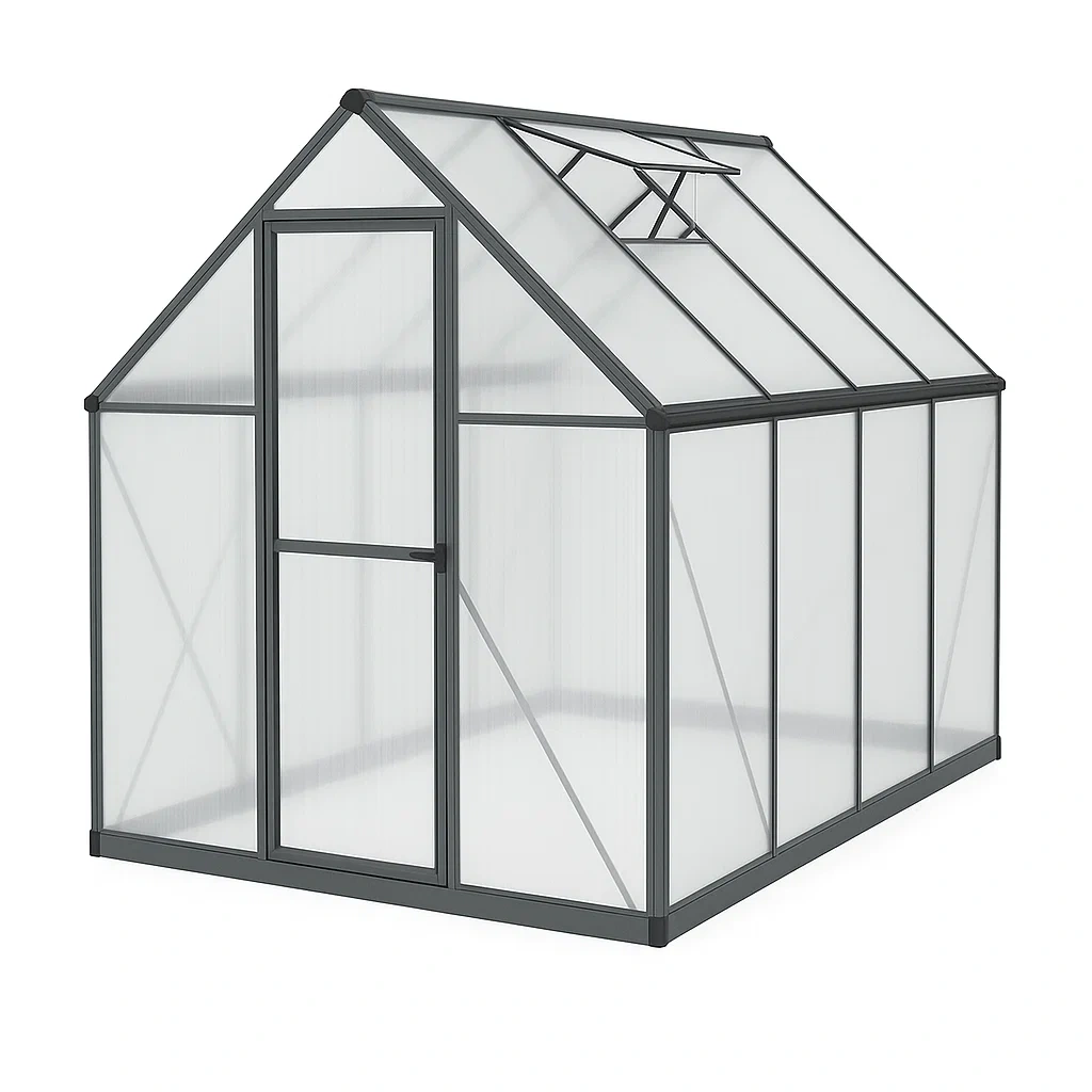 Serre en polycarbonate et aluminium gris 250×190×195 cm