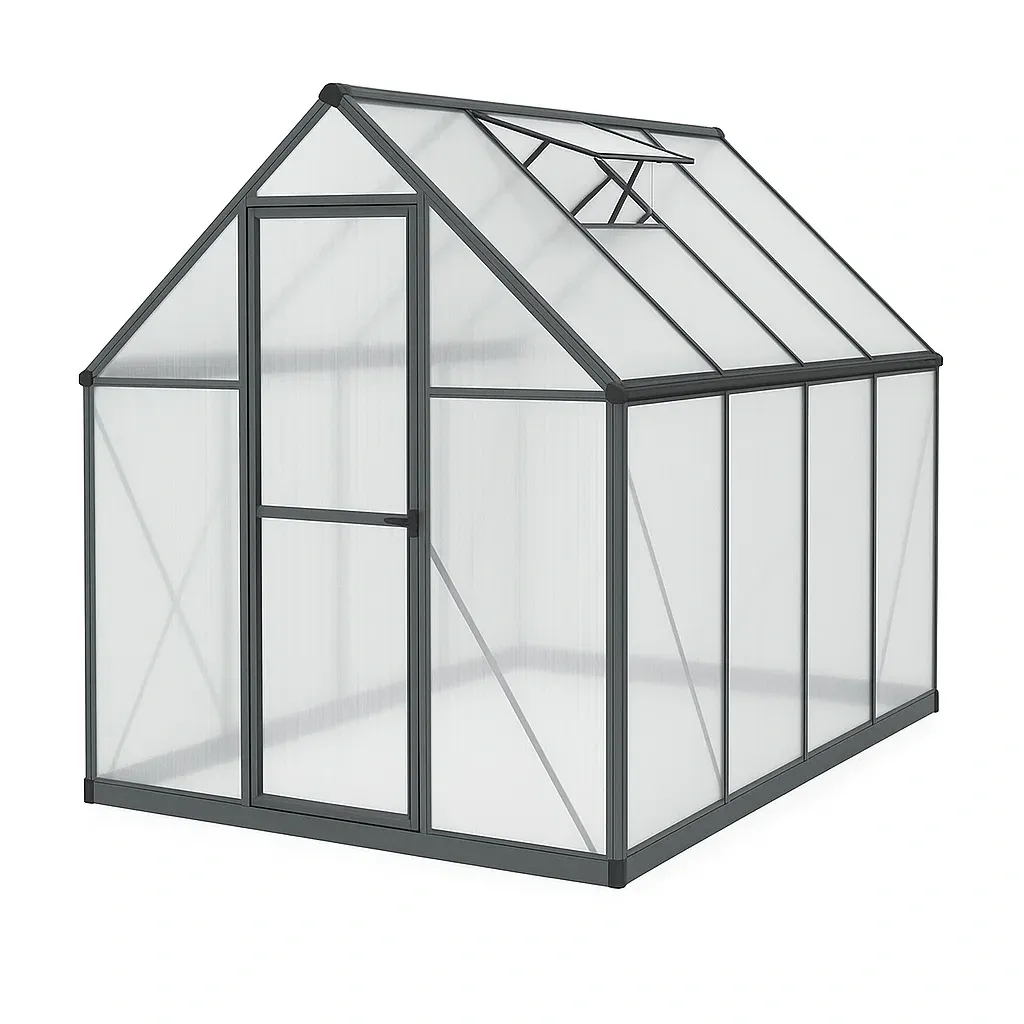 Serre en polycarbonate et aluminium gris 250×190×195 cm