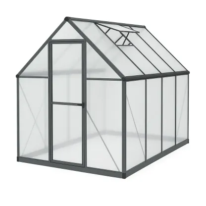 Serre en polycarbonate et aluminium gris 250×190×195 cm