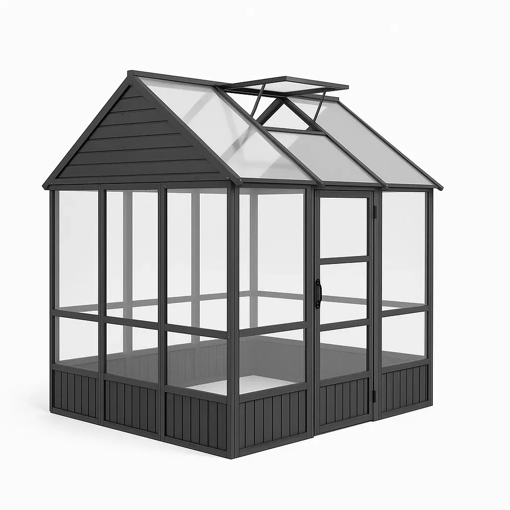 Serre en aluminium et verre trempé noir 250×190×210 cm