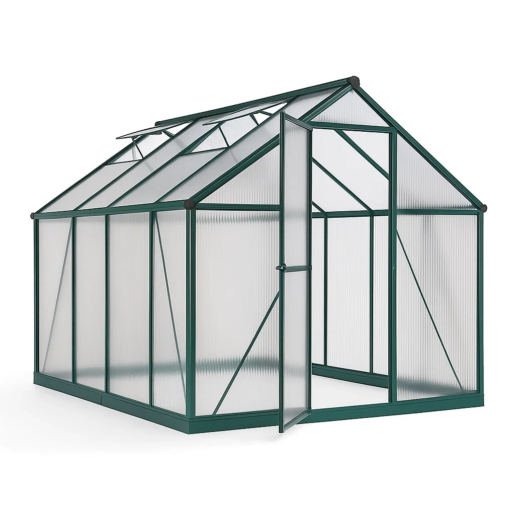 Serre en aluminium et polycarbonate vert 250×190×195 cm