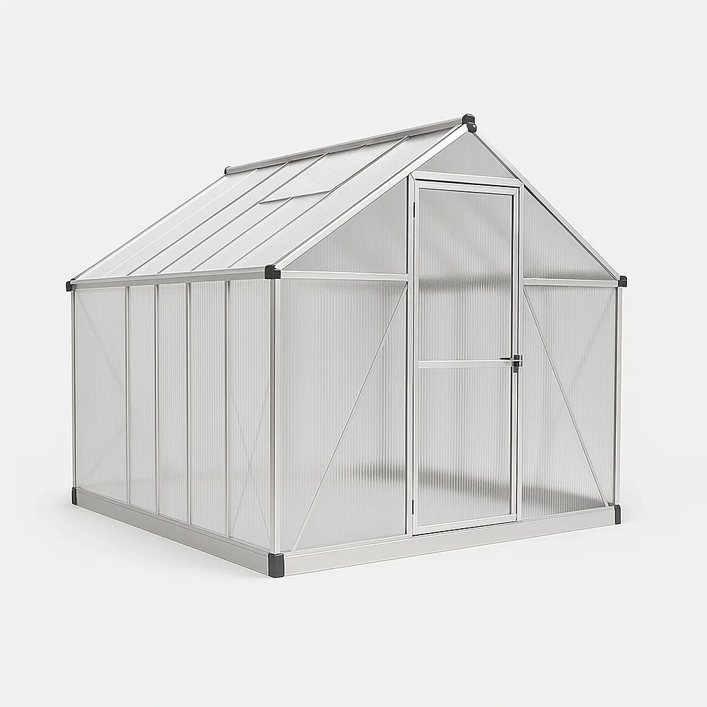 Serre en aluminium et polycarbonate transparent