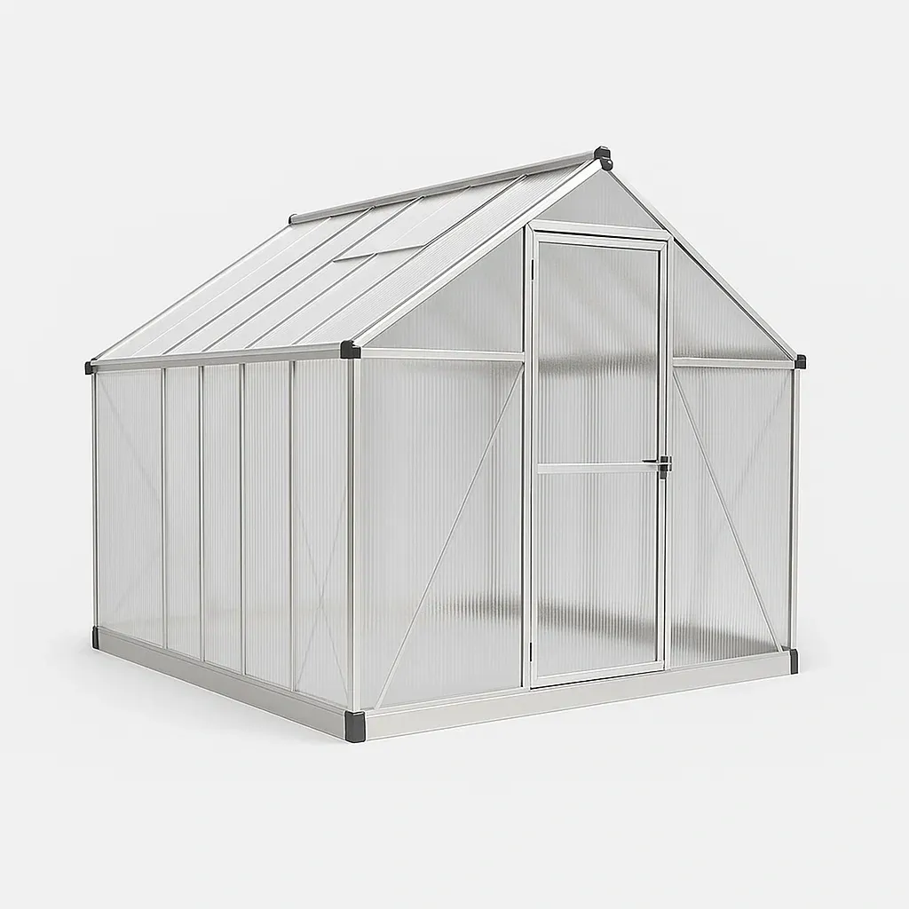 Serre en aluminium et polycarbonate transparent