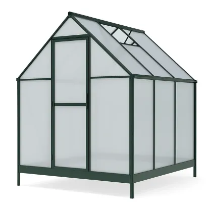Serre en polycarbonate avec cadre en aluminium vert 190×190×195 cm