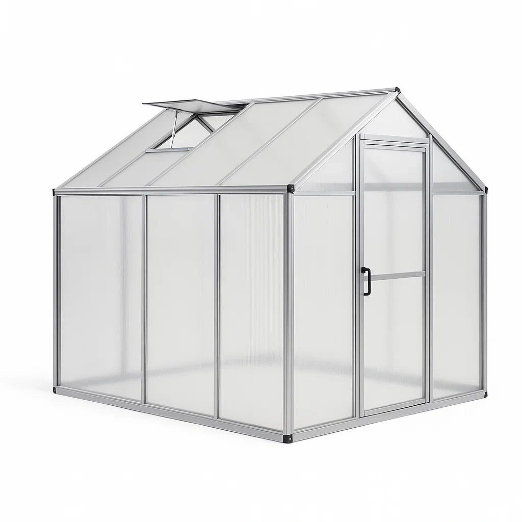 Serre en aluminium et polycarbonate argent 185×190×195 cm