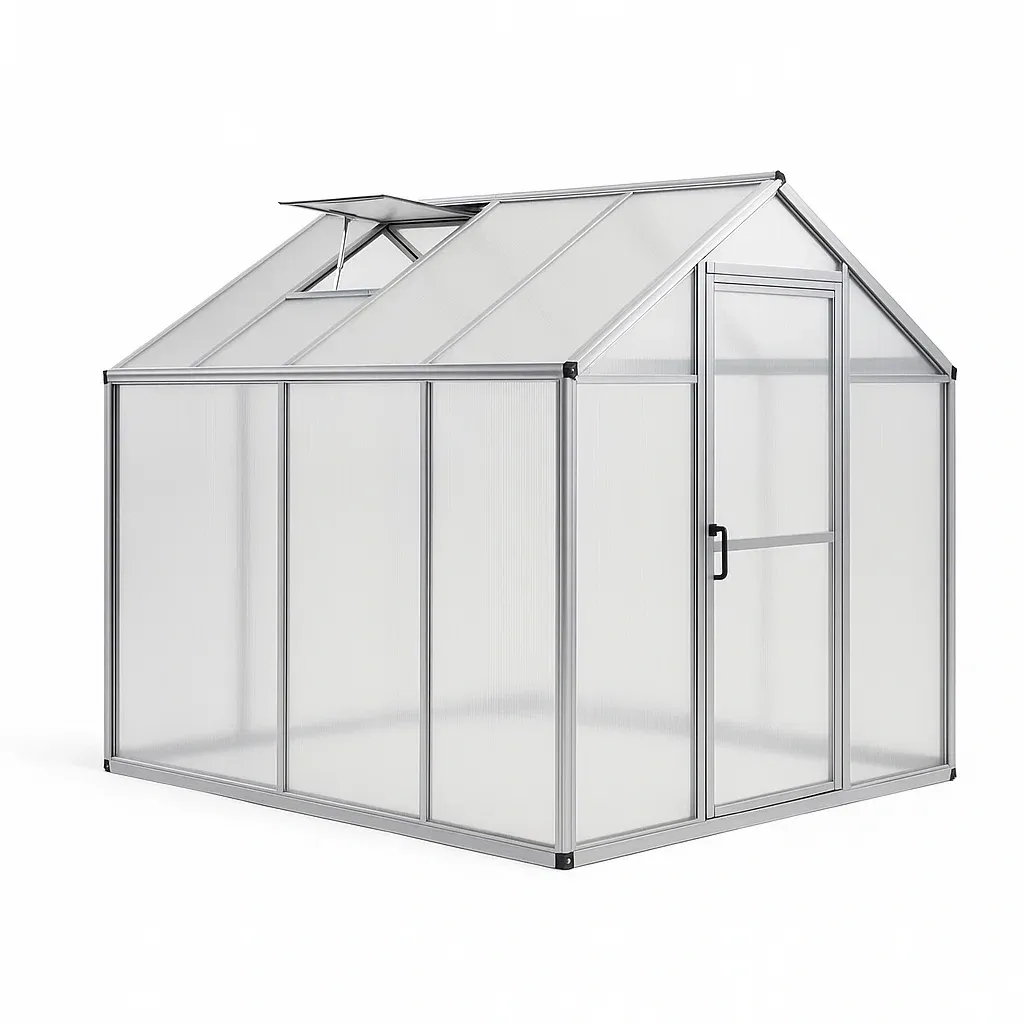 Serre en aluminium et polycarbonate argent 185×190×195 cm